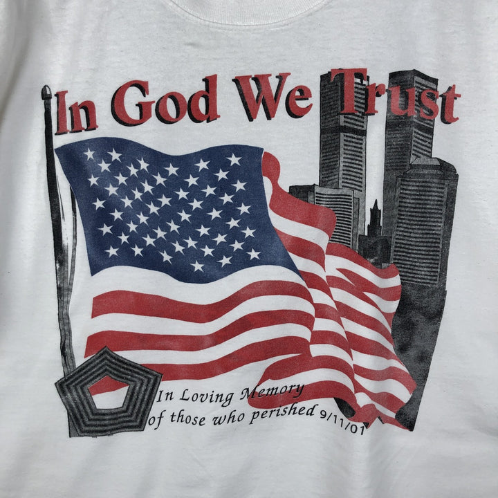 90'S All Sport American flag print T-shirt, Made in USA, Men's XL equivalent, Vintage cotton white type Vintage Second Hand