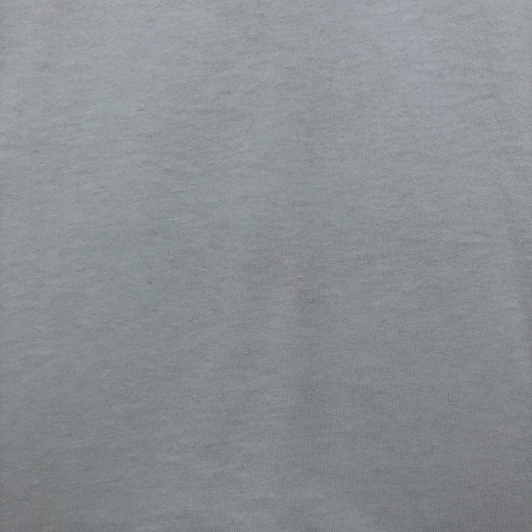 80'S Hanes Fifty-Fifty Blue Tag Printed T-Shirt Made in USA Men's L Size Vintage cotton white type Vintage Second Hand