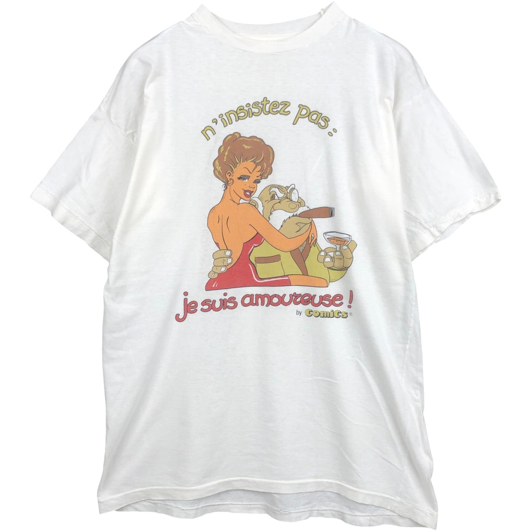 Vintage printed T-shirt from the 1990s, equivalent to men's size L. unclear white type Vintage Second Hand