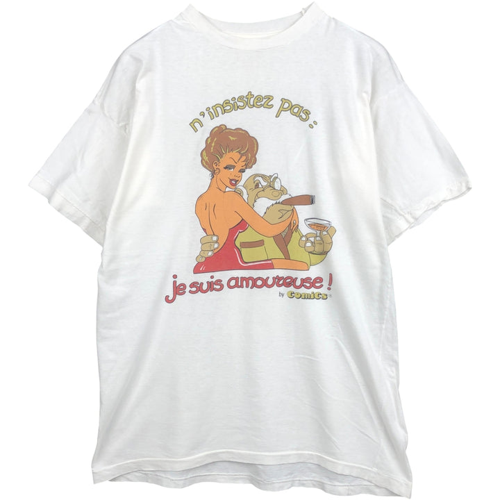 Vintage printed T-shirt from the 1990s, equivalent to men's size L. unclear white type Vintage Second Hand