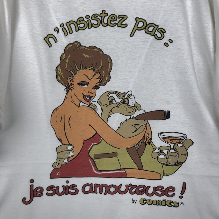 Vintage printed T-shirt from the 1990s, equivalent to men's size L. unclear white type Vintage Second Hand