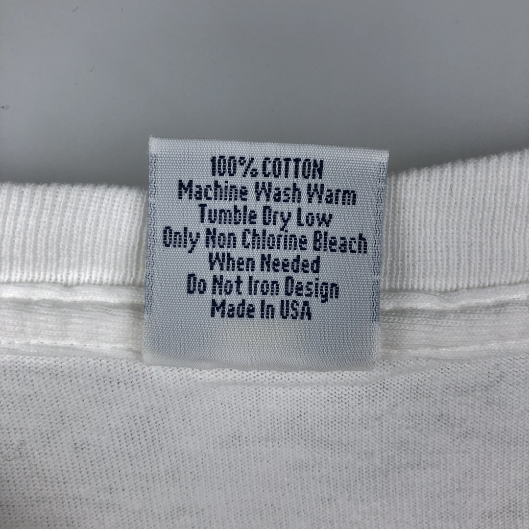 Printed T-shirt, Made in USA, Men's size L cotton white type Vintage Second Hand