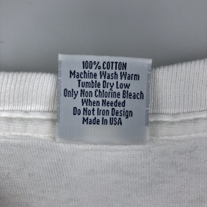 Printed T-shirt, Made in USA, Men's size L cotton white type Vintage Second Hand