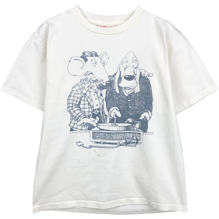 ~90'S The Aussie T Company Print T-Shirt, Made in USA, Men's Size S (Equivalent), Vintage cotton white type Vintage Second Hand
