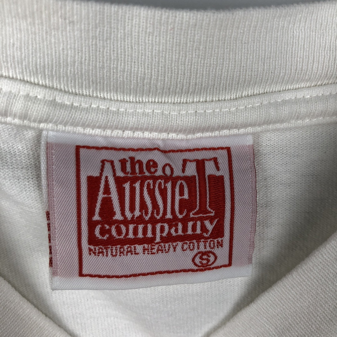 ~90'S The Aussie T Company Print T-Shirt, Made in USA, Men's Size S (Equivalent), Vintage cotton white type Vintage Second Hand
