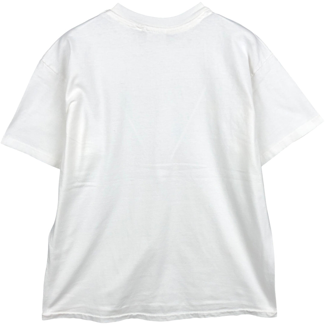 90'S Hanes BEEFY-T Printed T-shirt, Made in USA, Men's L size, Vintage cotton white type Vintage Second Hand