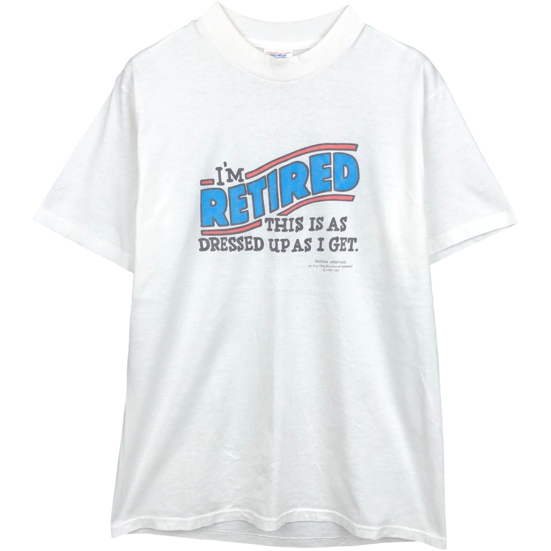 SHOEBOX GREETINGS Printed T-Shirt, Made in USA, Men's Size L cotton white type Vintage Second Hand