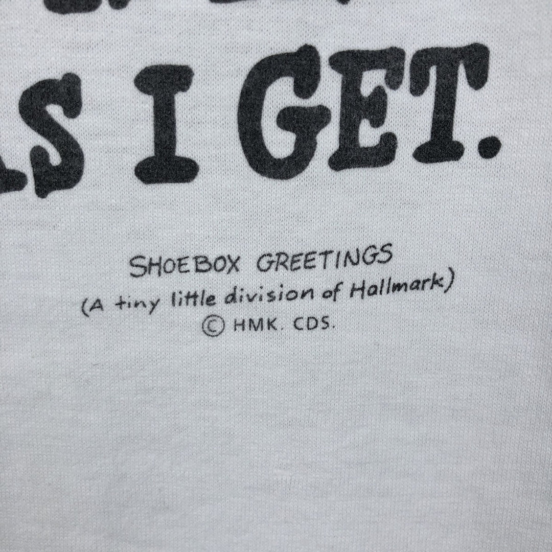 SHOEBOX GREETINGS Printed T-Shirt, Made in USA, Men's Size L cotton white type Vintage Second Hand