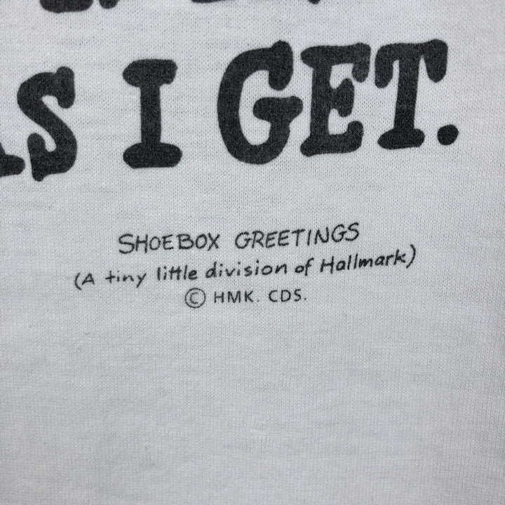 SHOEBOX GREETINGS Printed T-Shirt, Made in USA, Men's Size L cotton white type Vintage Second Hand