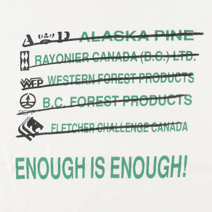 ~90'S ONEITA POWER-T Message Print T-Shirt, Made in USA, Men's XL equivalent, Vintage cotton white type Vintage Second Hand