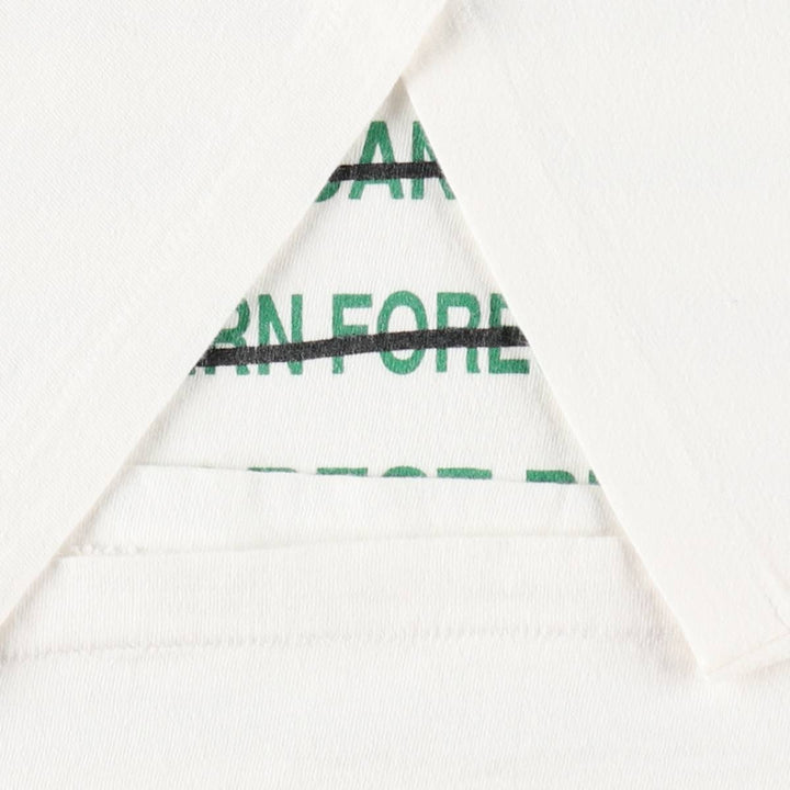 ~90'S ONEITA POWER-T Message Print T-Shirt, Made in USA, Men's XL equivalent, Vintage cotton white type Vintage Second Hand