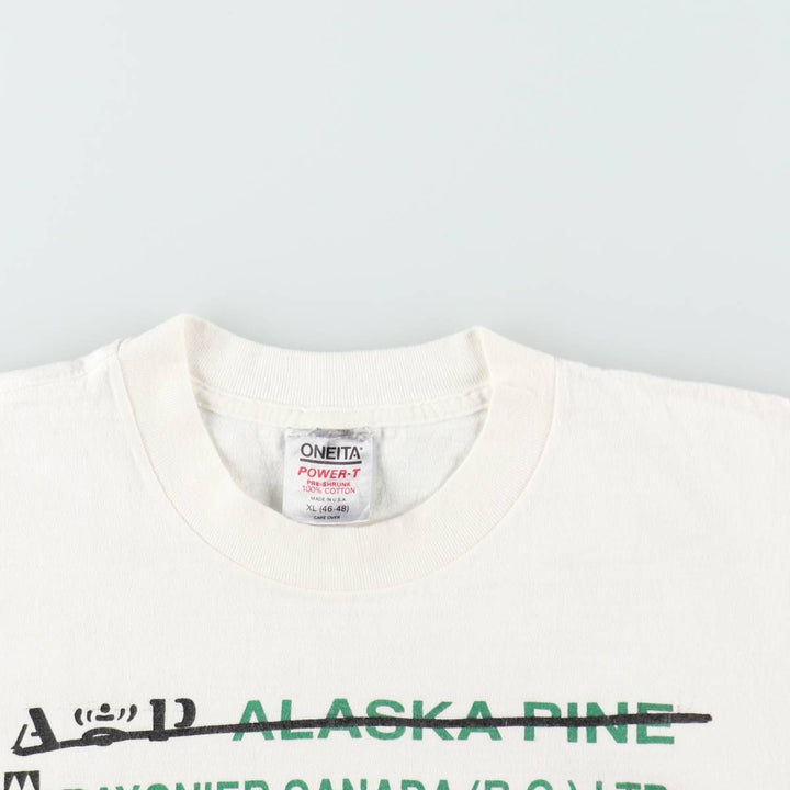 ~90'S ONEITA POWER-T Message Print T-Shirt, Made in USA, Men's XL equivalent, Vintage cotton white type Vintage Second Hand