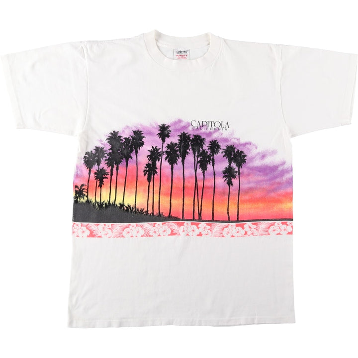 90'S ONEITA POWER-T Printed T-shirt Made in USA Men's XL Vintage cotton white type Vintage Second Hand