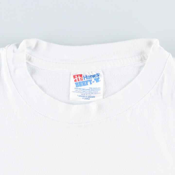 90'S Hanes BEEFY-T Printed T-shirt Made in USA Men's XL Vintage cotton white type Vintage Second Hand