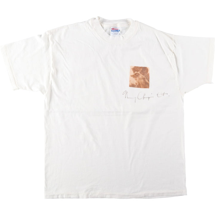 90'S Hanes BEEFY-T Print T-Shirt, Made in USA, Vintage cotton white type Vintage Second Hand