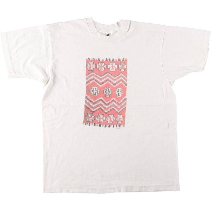 90'S Fruit of the Loom printed T-shirt, made in the USA, men's size L, vintage cotton white type Vintage Second Hand