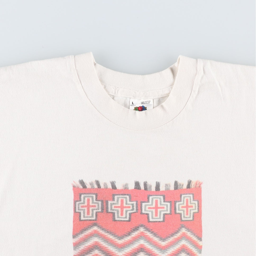 90'S Fruit of the Loom printed T-shirt, made in the USA, men's size L, vintage cotton white type Vintage Second Hand
