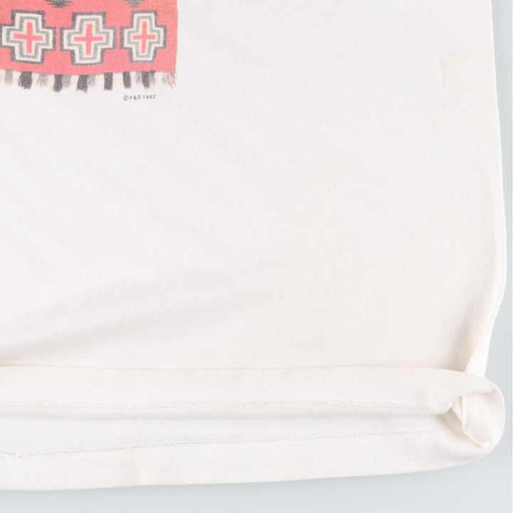 90'S Fruit of the Loom printed T-shirt, made in the USA, men's size L, vintage cotton white type Vintage Second Hand