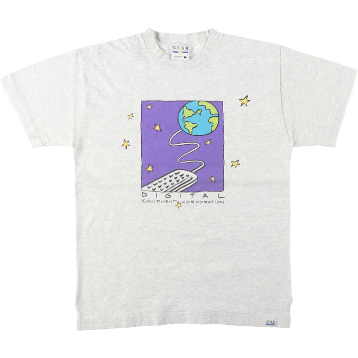 90'S GEAR print T-shirt, Made in USA, Men's size M (approx.), Vintage cotton gray type Vintage Second Hand