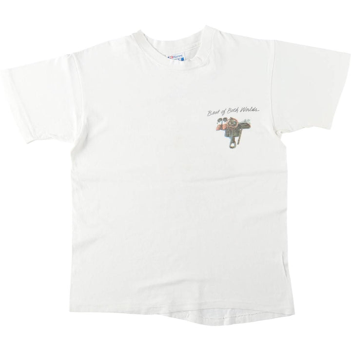 Vintage 1980'S Hanes BEEFY-T Blue Tag Print T-Shirt, Made in USA, Men's Size Medium cotton white type Vintage Second Hand