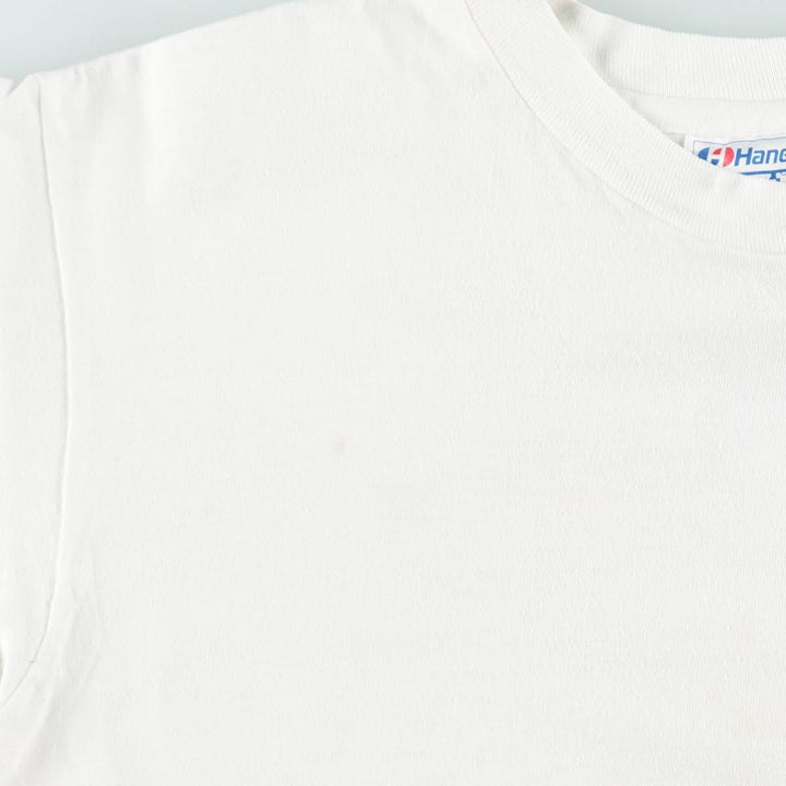 Vintage 1980'S Hanes BEEFY-T Blue Tag Print T-Shirt, Made in USA, Men's Size Medium cotton white type Vintage Second Hand