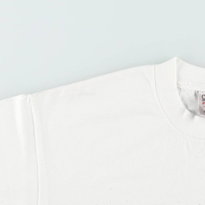 90'S ONEITA Printed T-shirt, Men's L size, Vintage cotton white type Vintage Second Hand