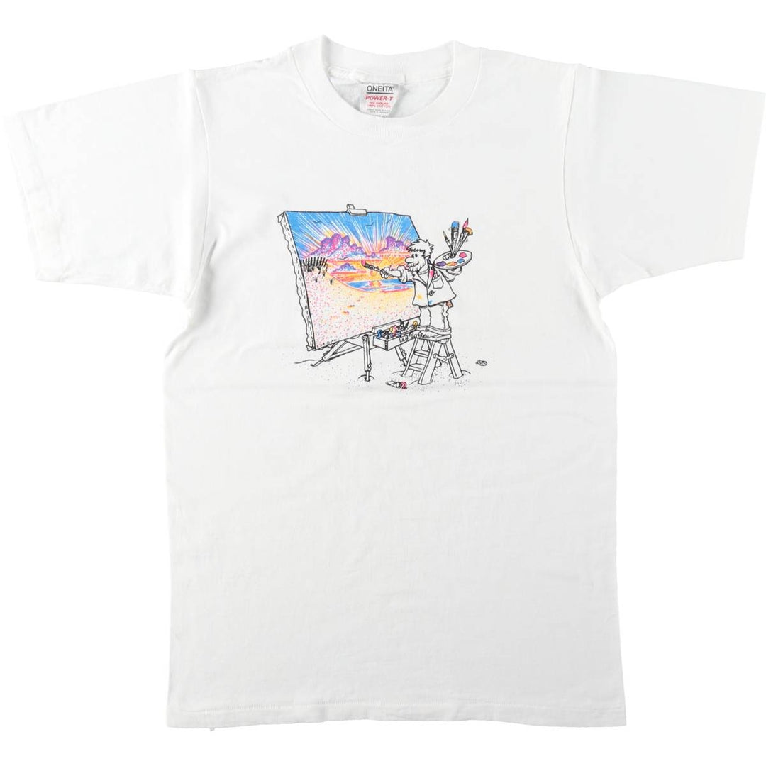 90'S ONEITA Print T-Shirt, Men's Size M (approx.), Vintage cotton white type Vintage Second Hand
