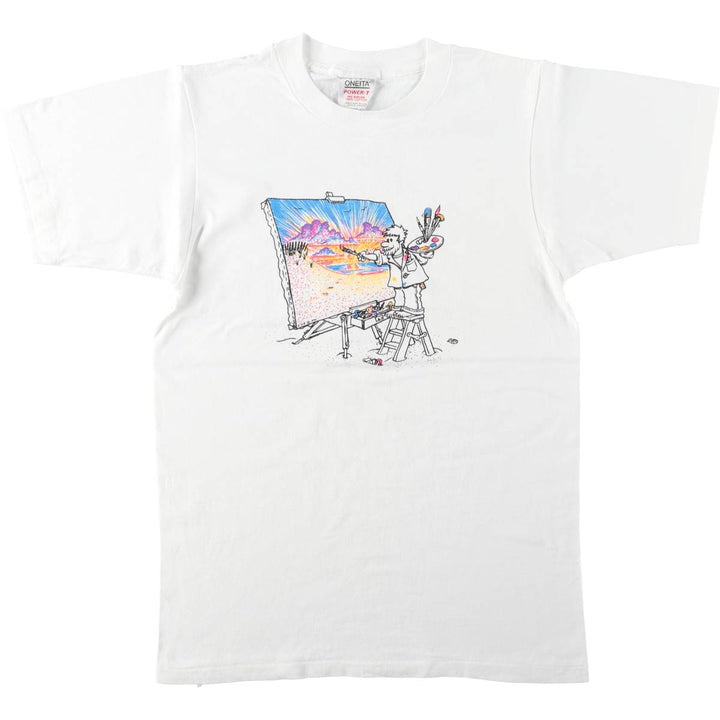 90'S ONEITA Print T-Shirt, Men's Size M (approx.), Vintage cotton white type Vintage Second Hand