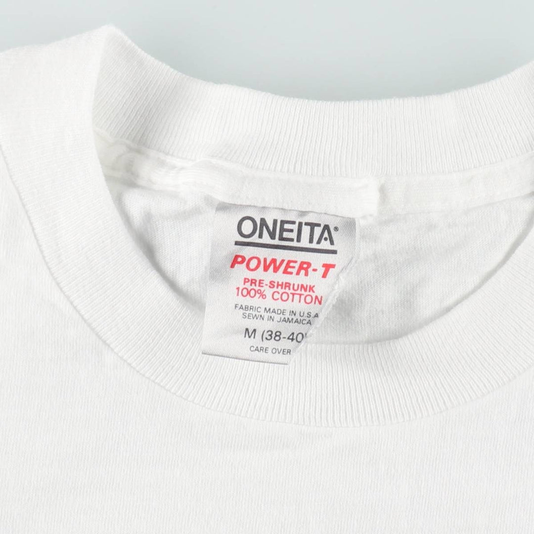 90'S ONEITA Print T-Shirt, Men's Size M (approx.), Vintage cotton white type Vintage Second Hand