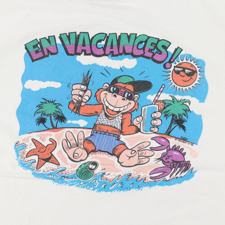 90'S ONIGA SPORTSWEAR Printed T-Shirt, Made in Canada, Men's XL (approx.), Vintage cotton white type Vintage Second Hand