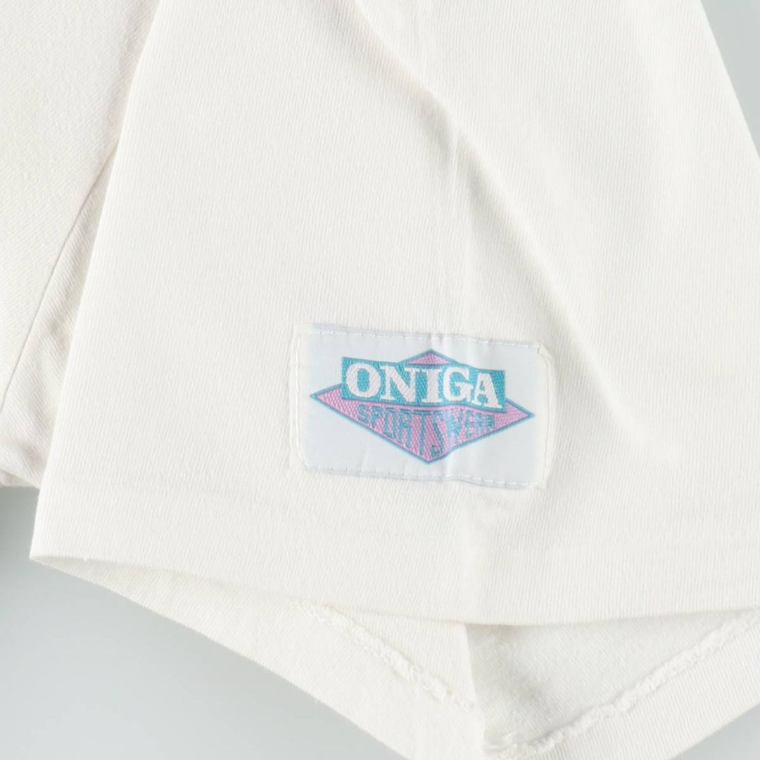 90'S ONIGA SPORTSWEAR Printed T-Shirt, Made in Canada, Men's XL (approx.), Vintage cotton white type Vintage Second Hand