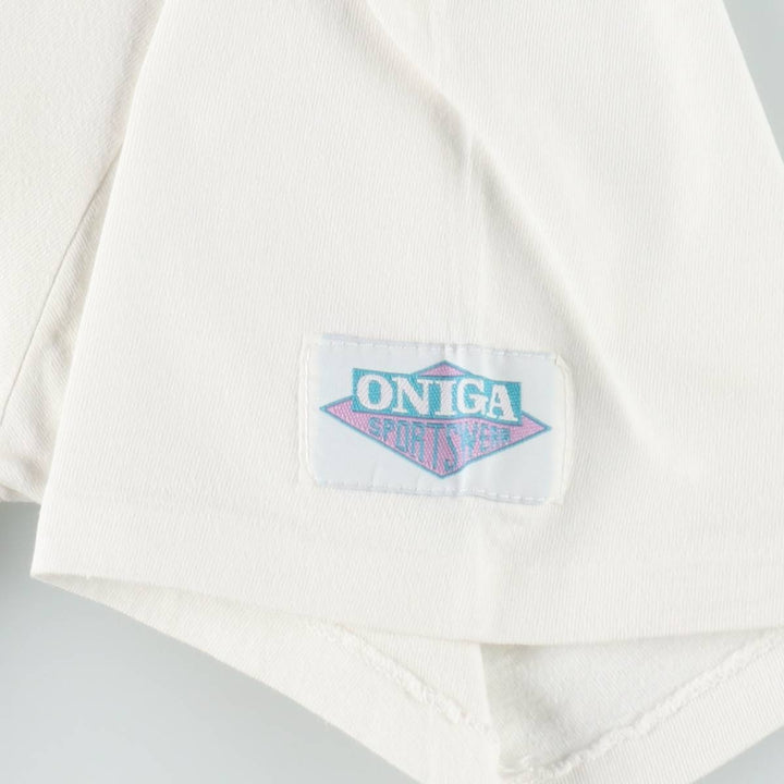 90'S ONIGA SPORTSWEAR Printed T-Shirt, Made in Canada, Men's XL (approx.), Vintage cotton white type Vintage Second Hand