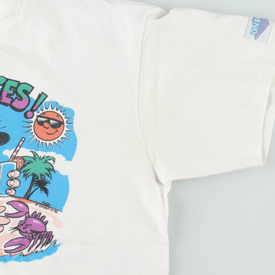 90'S ONIGA SPORTSWEAR Printed T-Shirt, Made in Canada, Men's XL (approx.), Vintage cotton white type Vintage Second Hand