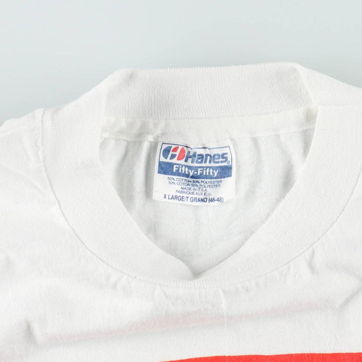 Vintage 1980'S Hanes Fifty-Fifty Blue Tag Print T-Shirt, Made in USA, Men's XL cotton white type Vintage Second Hand