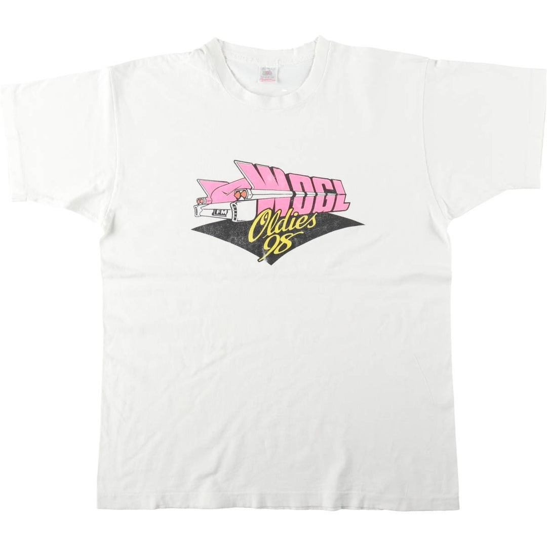 90'S Fruit of the Loom printed T-shirt, made in the USA, men's XL size, vintage cotton white type Vintage Second Hand