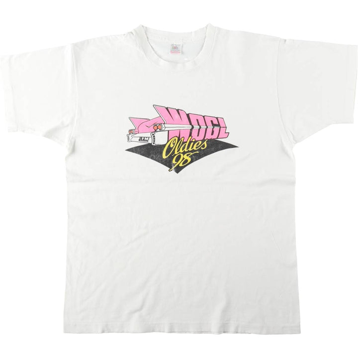 90'S Fruit of the Loom printed T-shirt, made in the USA, men's XL size, vintage cotton white type Vintage Second Hand