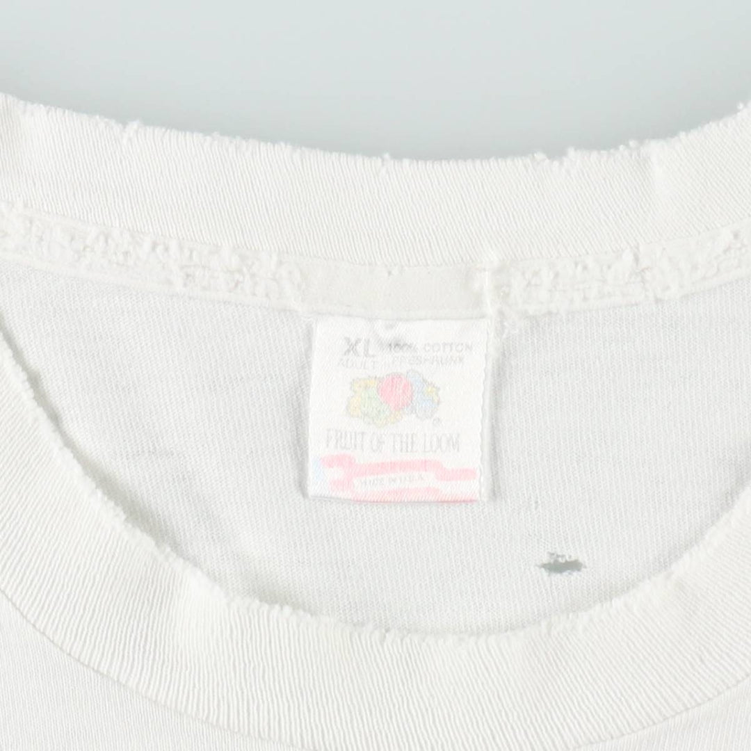 90'S Fruit of the Loom printed T-shirt, made in the USA, men's XL size, vintage cotton white type Vintage Second Hand