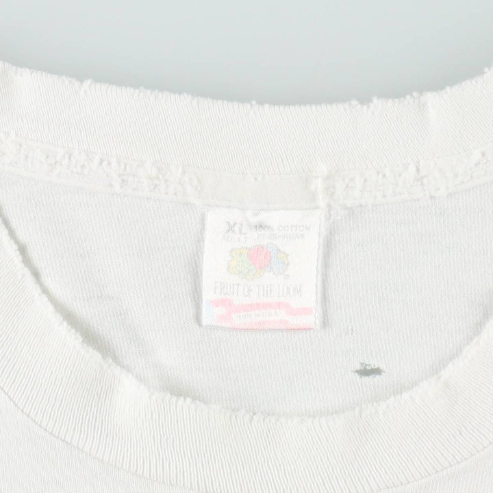 90'S Fruit of the Loom printed T-shirt, made in the USA, men's XL size, vintage cotton white type Vintage Second Hand