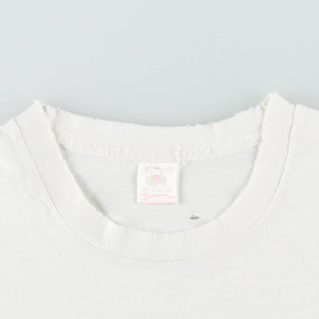 90'S Fruit of the Loom printed T-shirt, made in the USA, men's XL size, vintage cotton white type Vintage Second Hand