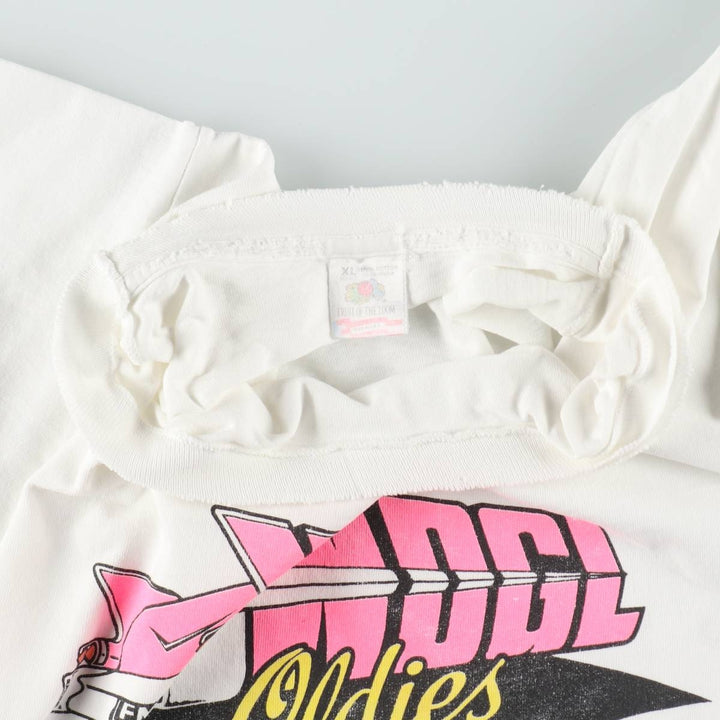 90'S Fruit of the Loom printed T-shirt, made in the USA, men's XL size, vintage cotton white type Vintage Second Hand