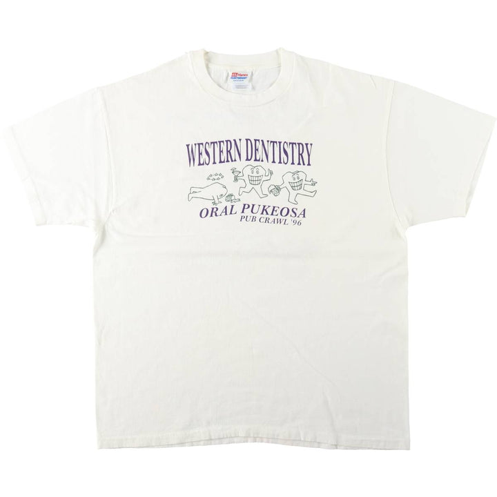 90'S Hanes Heavyweight Print T-Shirt, Men's XL equivalent, Vintage cotton white type Vintage Second Hand