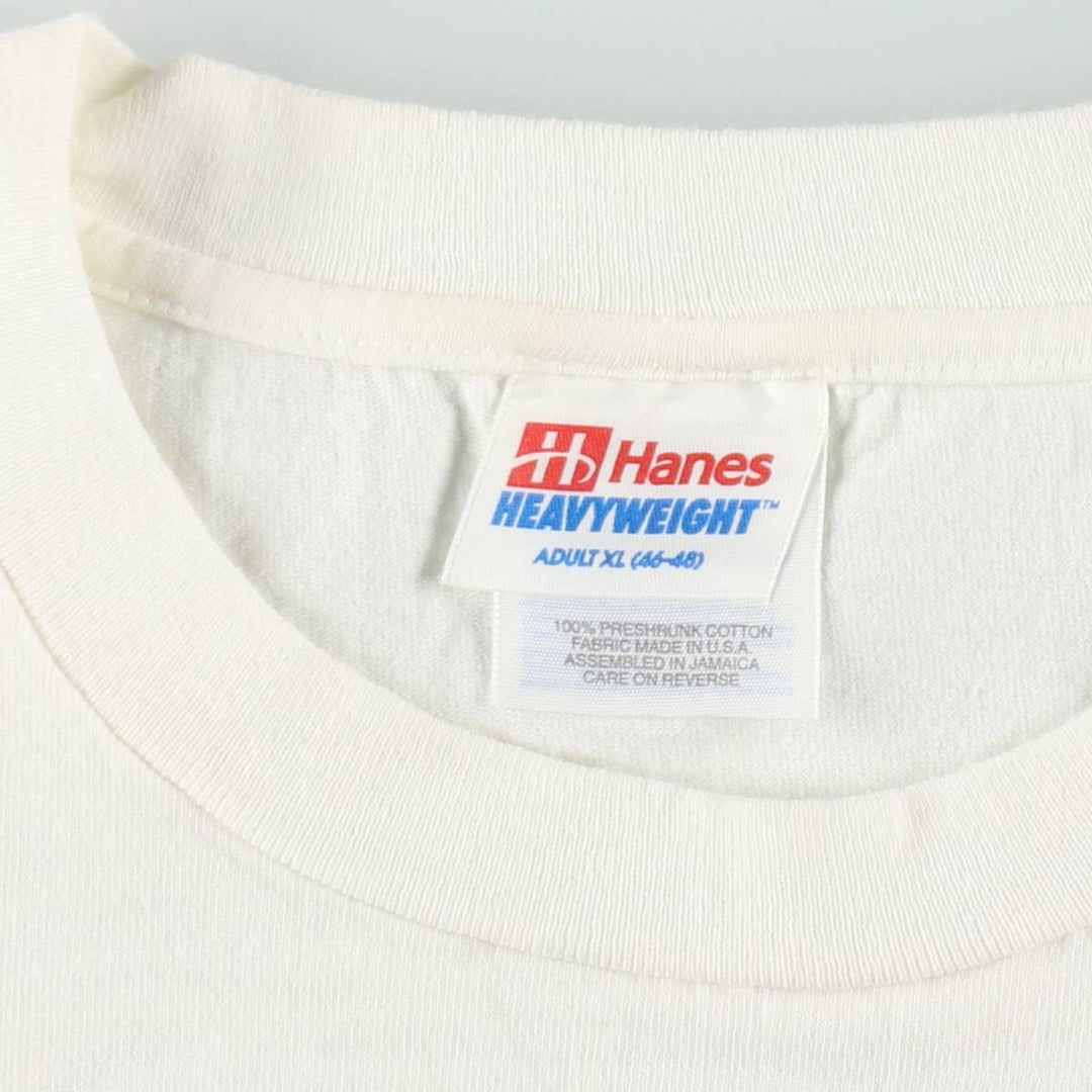 90'S Hanes Heavyweight Print T-Shirt, Men's XL equivalent, Vintage cotton white type Vintage Second Hand