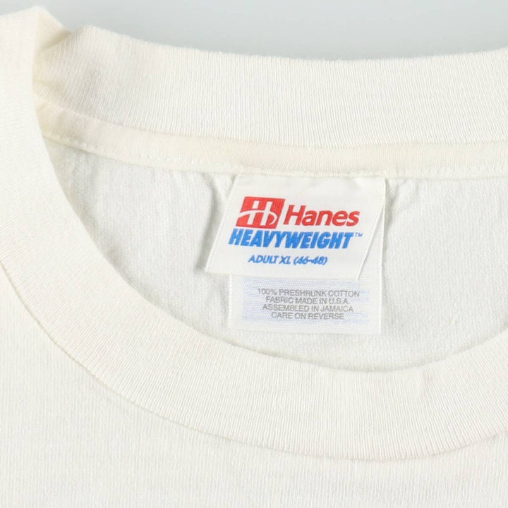 90'S Hanes Heavyweight Print T-Shirt, Men's XL equivalent, Vintage cotton white type Vintage Second Hand