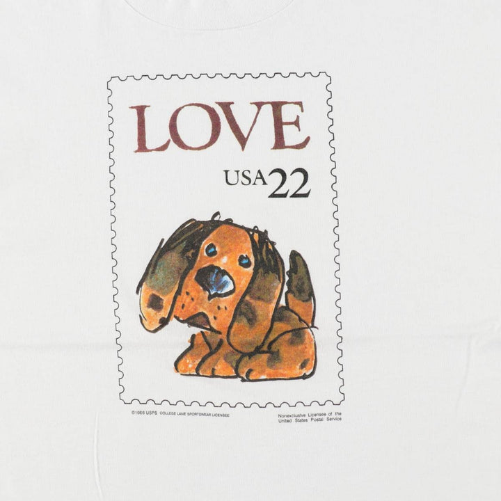 80'S Screen Stars dog print t-shirt, made in USA, men's size XL equivalent, vintage. cotton white type Vintage Second Hand