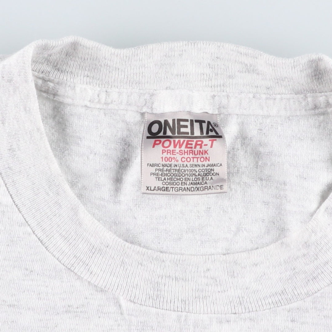 90'S ONEITA POWER-T Great Figure T-Shirt, Made in USA, Men's XL equivalent, Vintage cotton white type Vintage Second Hand