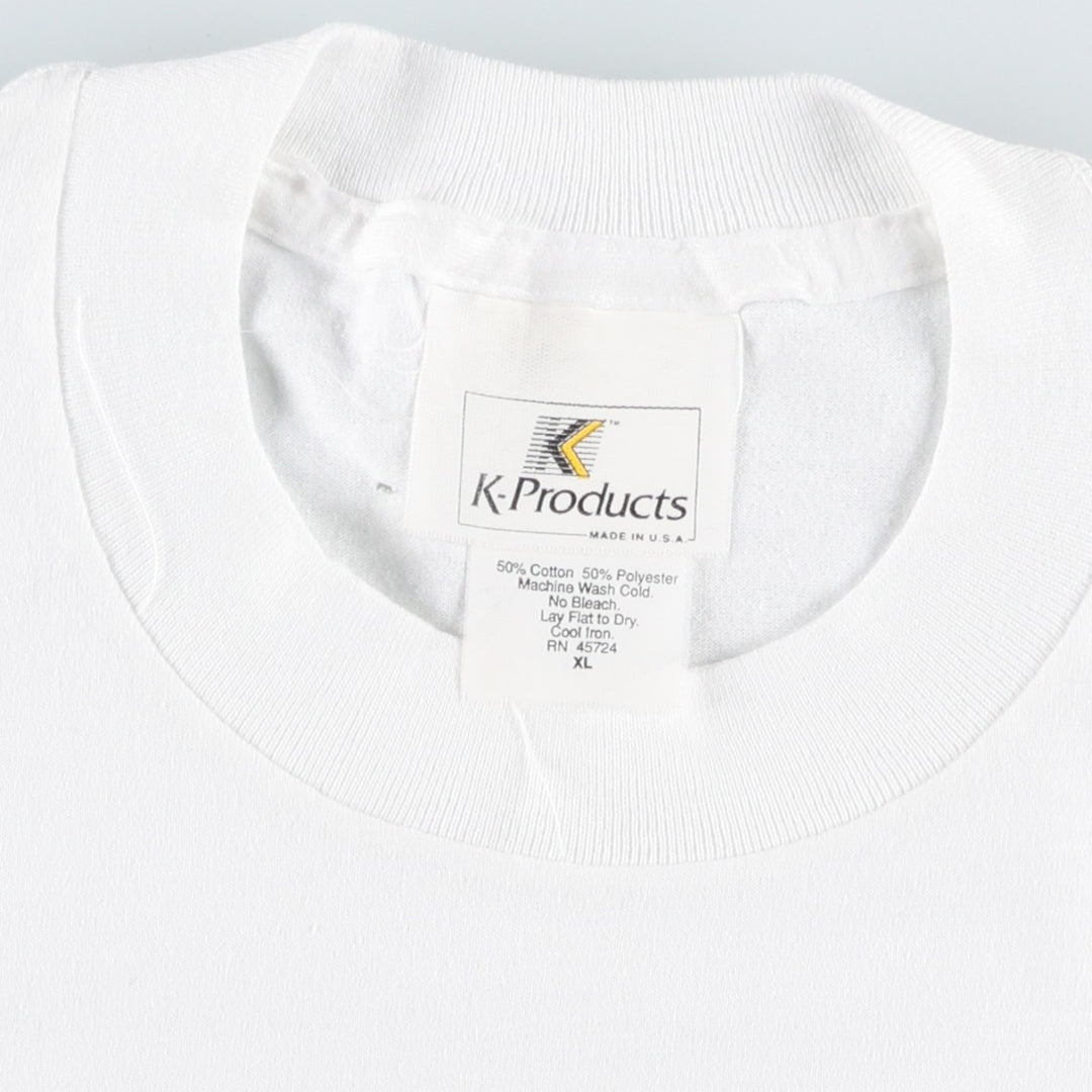 K-PRODUCT Printed T-Shirt, Made in USA, Men's XL Equivalent cotton white type Vintage Second Hand