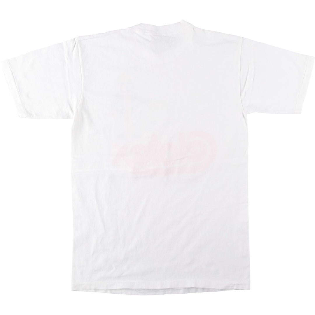 90'S ONEITA Printed T-shirt Made in USA Men's L size Vintage cotton white type Vintage Second Hand