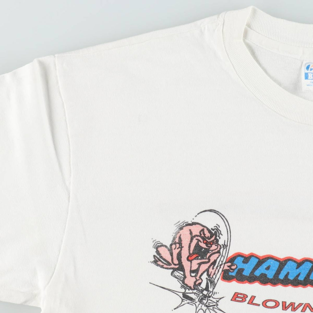 80'S Hanes BEEFY-T Blue Tag Dog Print T-Shirt Made in USA Men's Size L (Equivalent) Vintage cotton white type Vintage Second Hand