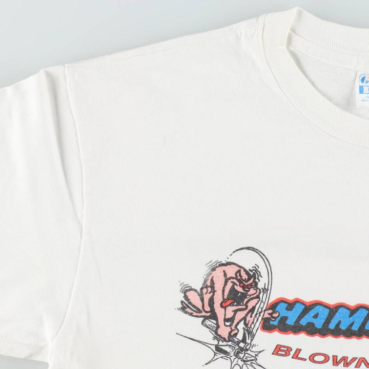 80'S Hanes BEEFY-T Blue Tag Dog Print T-Shirt Made in USA Men's Size L (Equivalent) Vintage cotton white type Vintage Second Hand