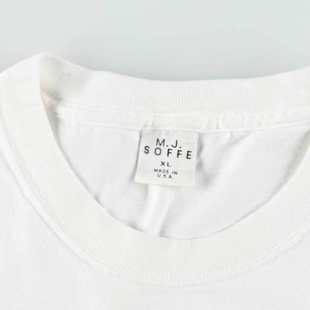 90s-00'S MJSOFFE Printed T-Shirt, Made in USA, Men's XL equivalent, Vintage cotton white type Vintage Second Hand